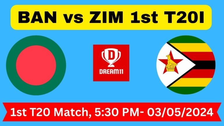 BAN vs ZIM Dream11 Team Prediction IPL 2024, BAN vs ZIM Dream11 Prediction Today Match, Bangladesh vs Zimbabwe, 1st T20I