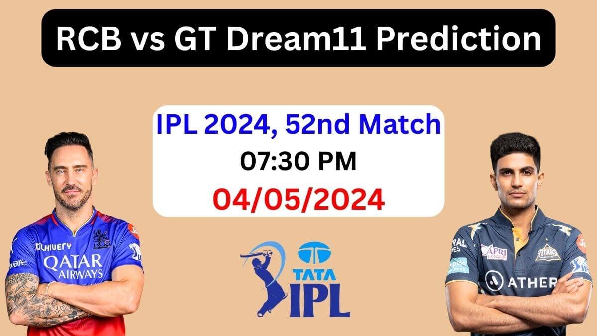 RCB vs GT Dream11 Team Prediction IPL 2024, RCB vs GT Dream11 Prediction Today Match, Royal Challengers Bangalore vs Gujarat Titans