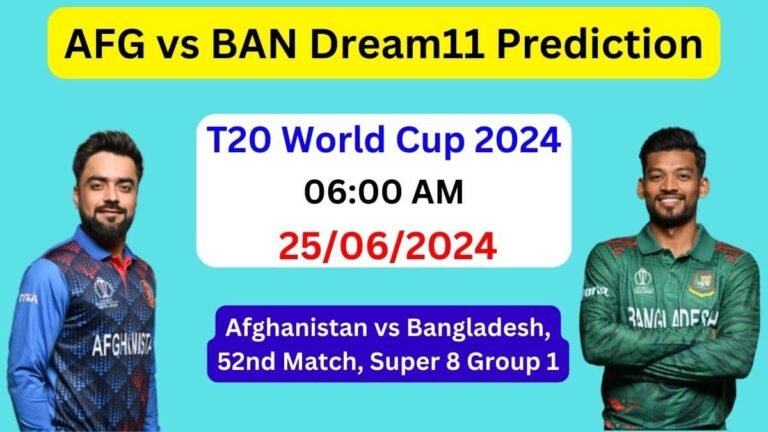 AFG vs BAN Dream11 Team Prediction, AFG vs BAN Dream11 Prediction Today Match, Afghanistan vs Bangladesh T20 World Cup 2024 Today Match Prediction