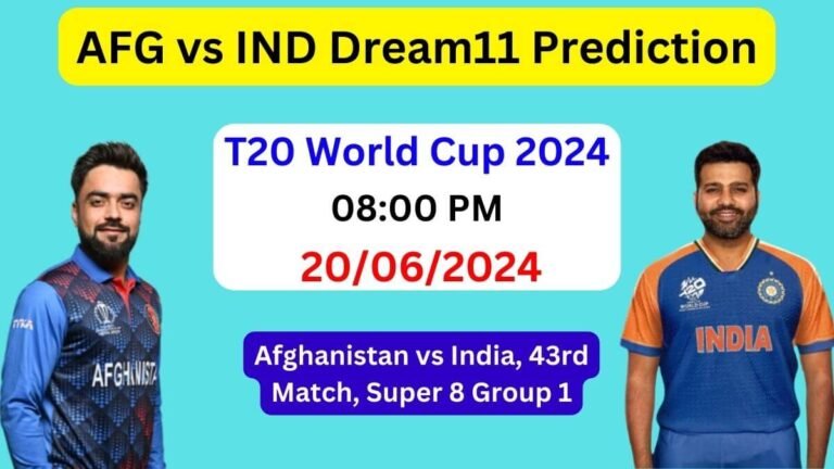 AFG vs IND Dream11 Team Prediction, AFG vs IND Dream11 Prediction Today Match, Afghanistan vs India T20 World Cup 2024 Today Match Prediction