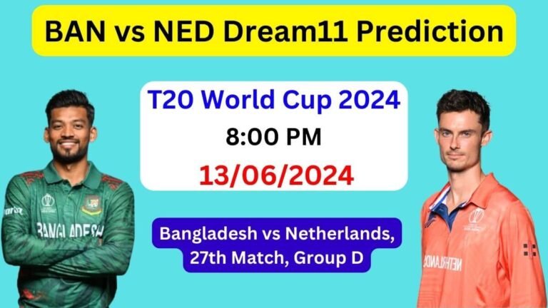 BAN vs NED Dream11 Team Prediction, BAN vs NED Dream11 Prediction Today Match, Bangladesh vs Netherlands T20 World Cup 2024 Today Match Prediction