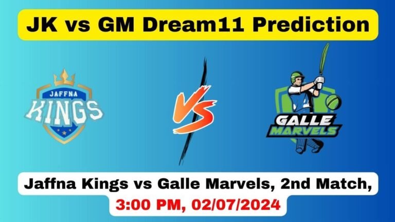 JK vs GM Dream11 Team Prediction, JK vs GM Dream11 Prediction Today Match, Jaffna Kings vs Galle Marvels 2nd Match, Lanka Premier League 2024 Today Prediction