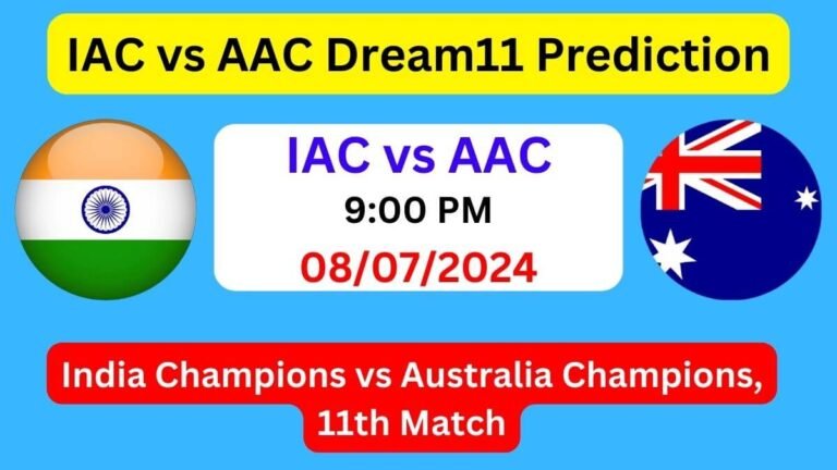 IAC vs AAC Dream11 Team Prediction, IAC vs AAC Dream11 Prediction Today Match, India Champions vs Australia Champions, World T20 Championship of Legends 2024 Today Prediction