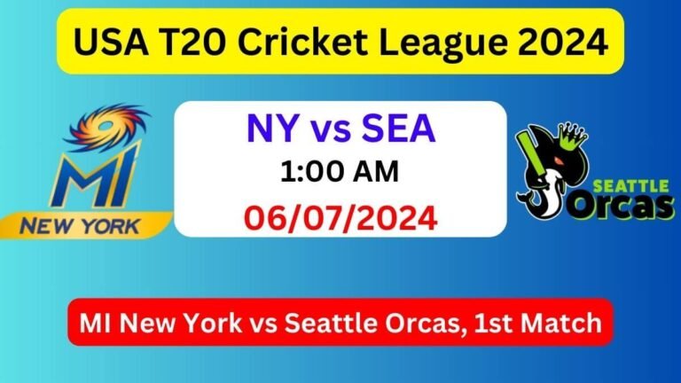 NY vs SEA Dream11 Team Prediction, NY vs SEA Dream11 Prediction Today Match, MI New York vs Seattle Orcas, USA T20 Cricket League 2024 Today Prediction