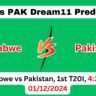 ZIM vs PAK 1st T20I Dream11 Prediction Today Match, ZIM vs PAK Dream11 Team 1st T20I, Zimbabwe vs Pakistan T2O Prediction 2024