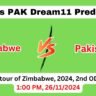 ZIM vs PAK Dream11 Prediction Today Match, ZIM vs PAK Dream11 Team, Zimbabwe vs Pakistan 2nd ODI Prediction 2024